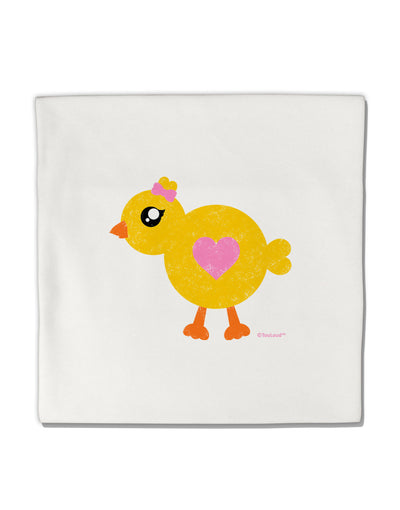 Cute Chick with Bow - Crayon Style Drawing Micro Fleece 14&#x22;x14&#x22; Pillow Sham by TooLoud-Pillow Sham-TooLoud-White-Davson Sales