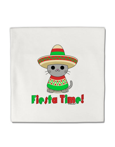 Fiesta Time - Cute Sombrero Cat Micro Fleece 14&#x22;x14&#x22; Pillow Sham by TooLoud-Pillow Sham-TooLoud-White-Davson Sales