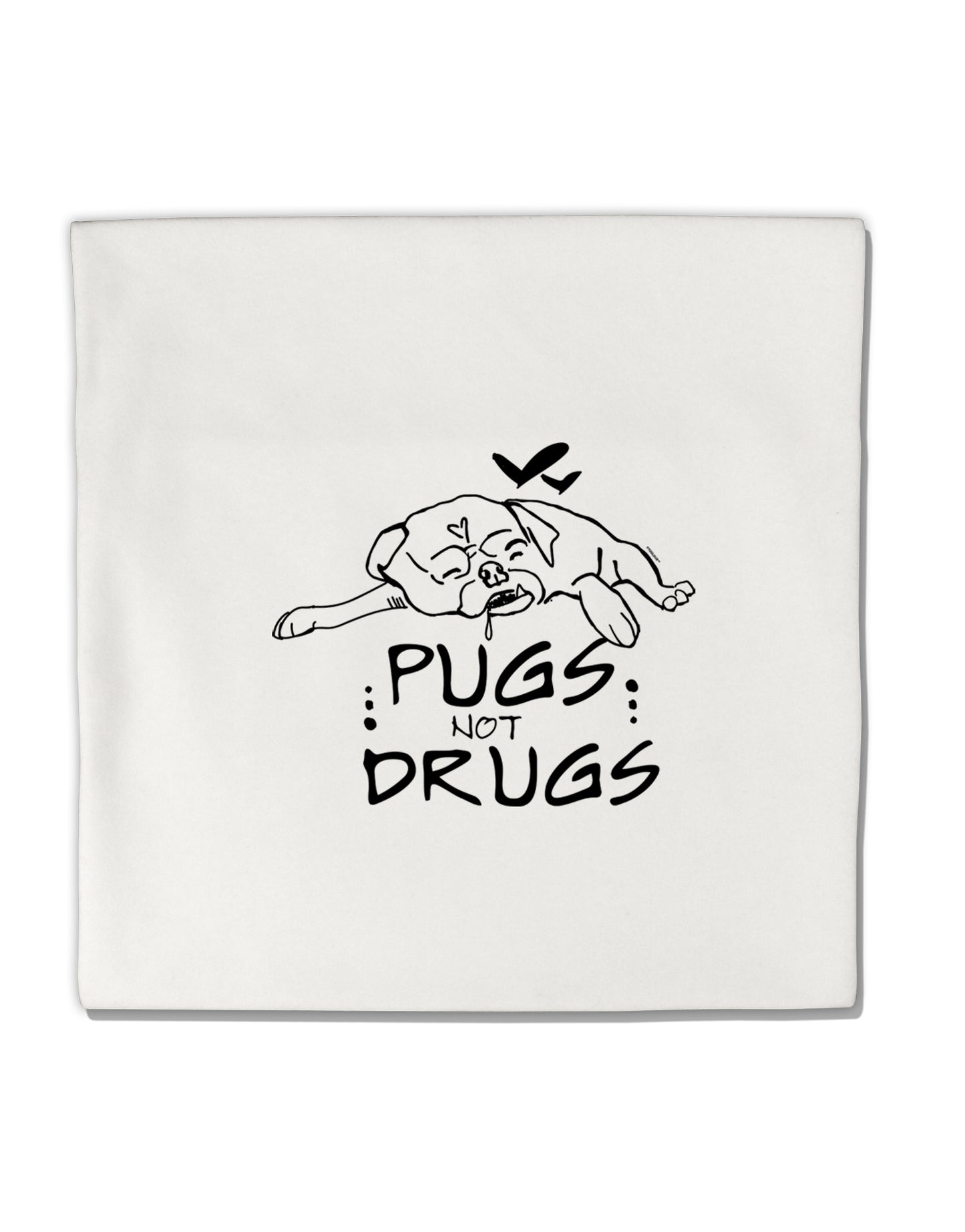 TooLoud Pugs Not Drugs Micro Fleece 14 Inch x 14 Inch Pillow Sham-ThrowPillowCovers-TooLoud-Davson Sales
