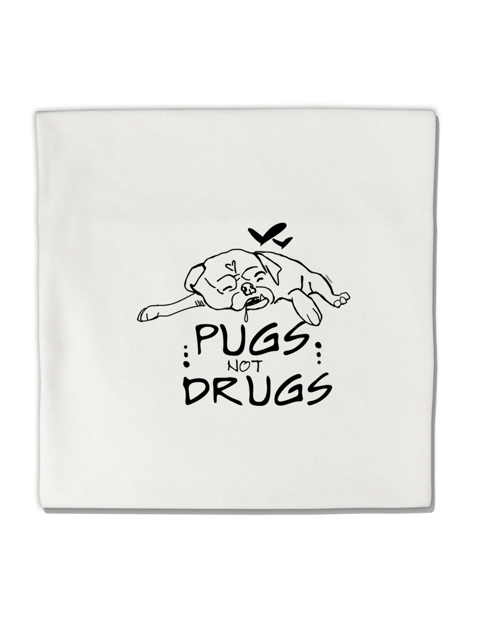 TooLoud Pugs Not Drugs Micro Fleece 14 Inch x 14 Inch Pillow Sham-ThrowPillowCovers-TooLoud-Davson Sales