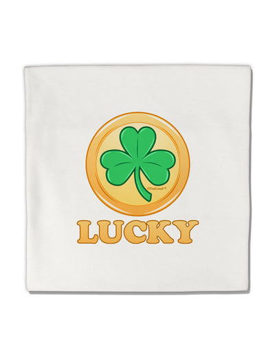 Shamrock Button - Lucky Micro Fleece 14&#x22;x14&#x22; Pillow Sham by TooLoud-Pillow Sham-TooLoud-White-Davson Sales