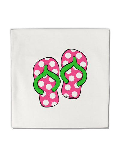 Cute Polka Dot Flip Flops - Pink and Green Micro Fleece 14&#x22;x14&#x22; Pillow Sham-Pillow Sham-TooLoud-White-Davson Sales