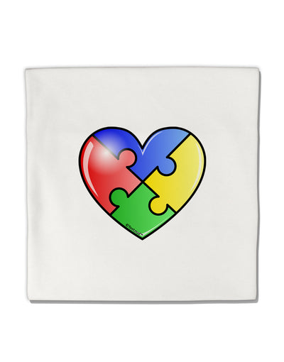 Big Puzzle Heart - Autism Awareness Micro Fleece 14&#x22;x14&#x22; Pillow Sham by TooLoud-Pillow Sham-TooLoud-White-Davson Sales