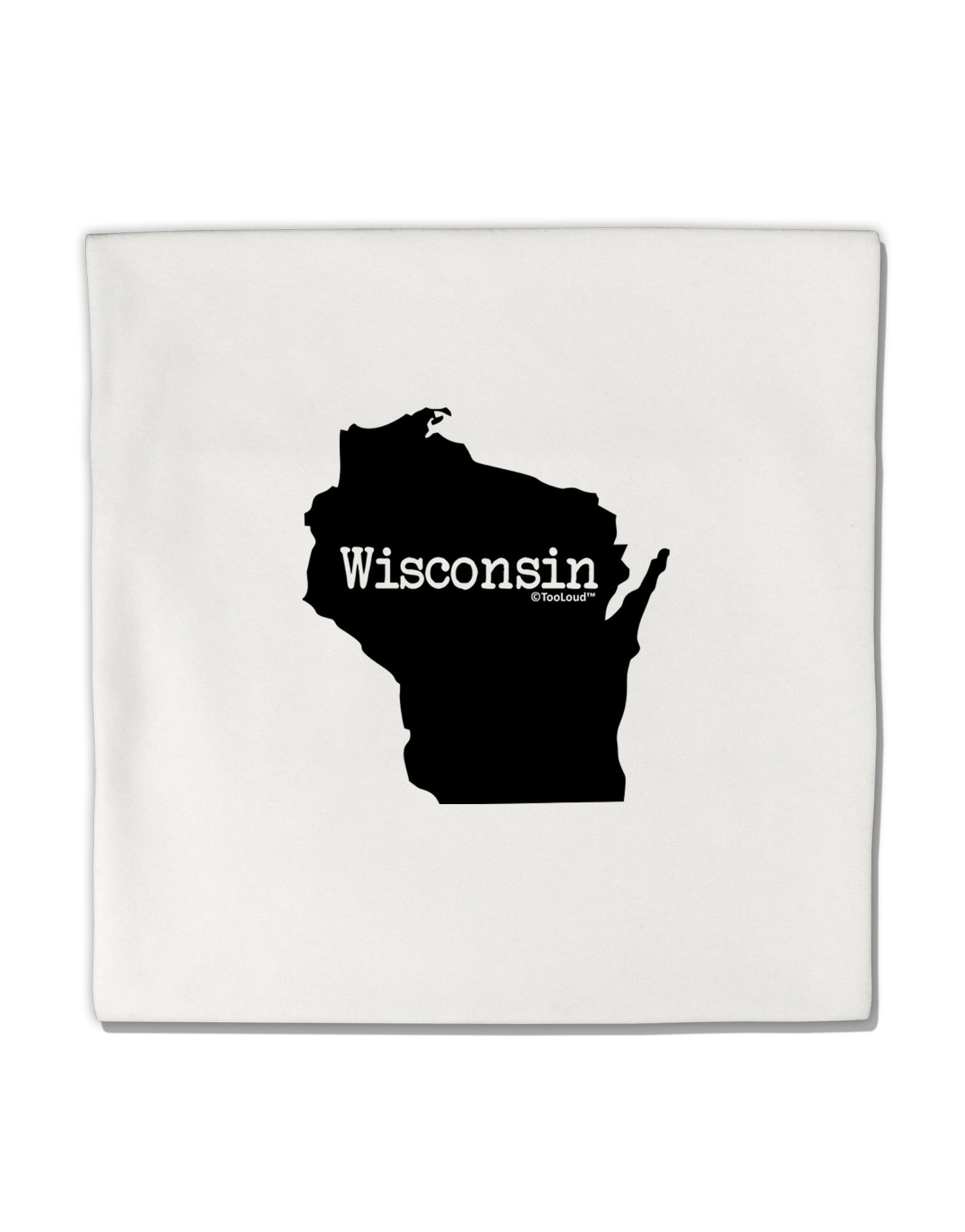 Wisconsin - United States Shape Micro Fleece 14"x14" Pillow Sham-Pillow Sham-TooLoud-White-Davson Sales