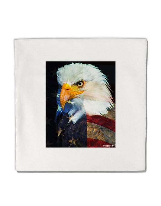Patriotic Bald Eagle - American Flag Micro Fleece 14"x14" Pillow Sham by TooLoud-Pillow Sham-TooLoud-White-Davson Sales