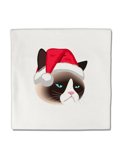 Santa Hat Disgruntled Siamese Cat Micro Fleece 14&#x22;x14&#x22; Pillow Sham by TooLoud-Pillow Sham-TooLoud-White-Davson Sales