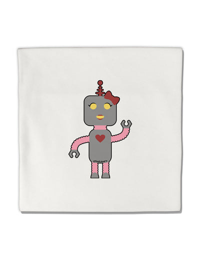 Cute Robot Female Micro Fleece 14&#x22;x14&#x22; Pillow Sham by TooLoud-Pillow Sham-TooLoud-White-Davson Sales