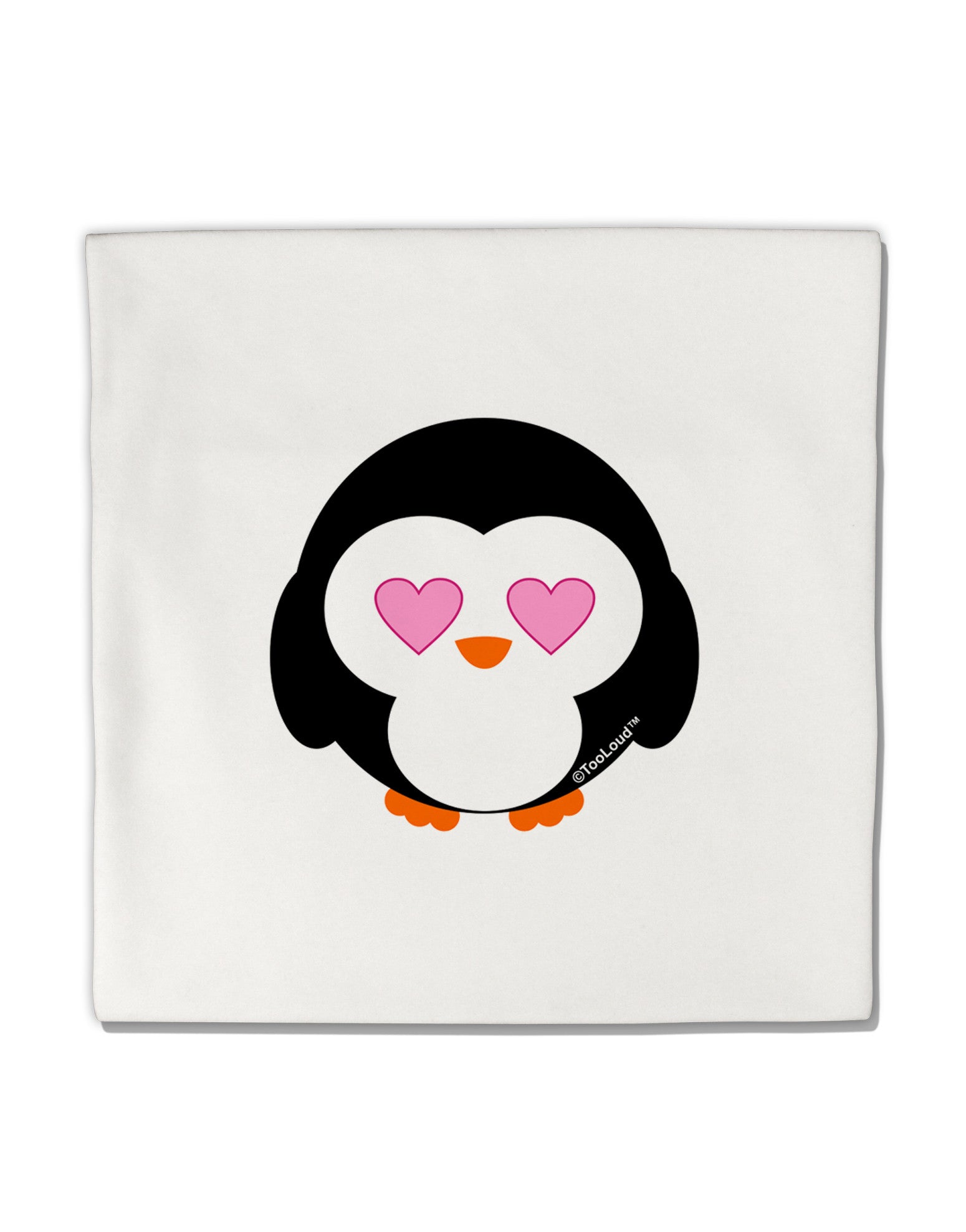 Cute Penguin - Heart Eyes Micro Fleece 14&#x22;x14&#x22; Pillow Sham by TooLoud-Pillow Sham-TooLoud-White-Davson Sales