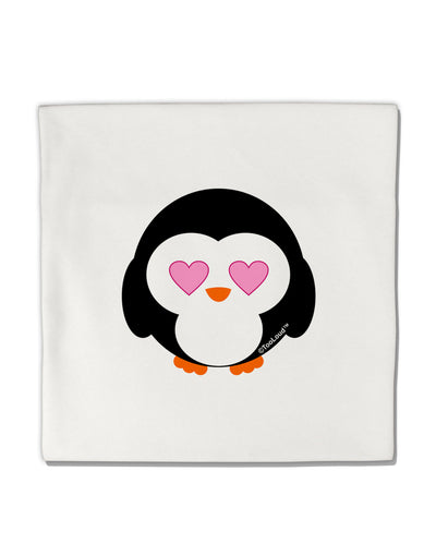 Cute Penguin - Heart Eyes Micro Fleece 14&#x22;x14&#x22; Pillow Sham by TooLoud-Pillow Sham-TooLoud-White-Davson Sales