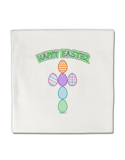 Happy Easter Egg Cross Faux Applique Micro Fleece 14&#x22;x14&#x22; Pillow Sham-Pillow Sham-TooLoud-White-Davson Sales