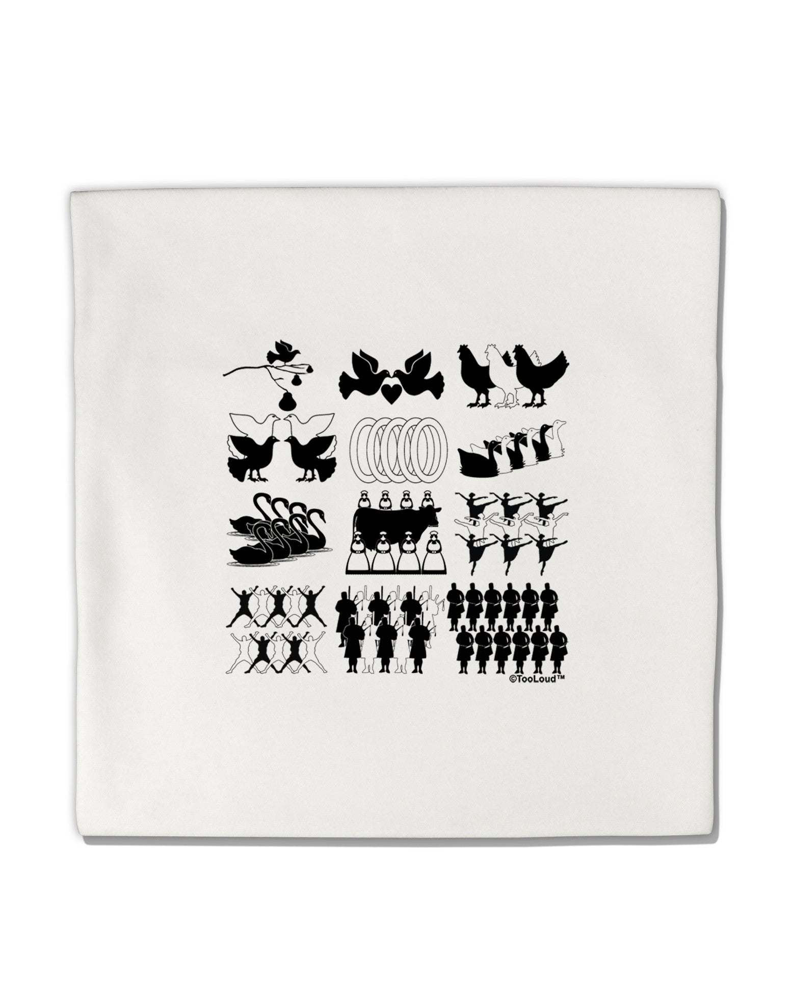 Twelve Days of Christmas Micro Fleece 14&#x22;x14&#x22; Pillow Sham-Pillow Sham-TooLoud-White-Davson Sales
