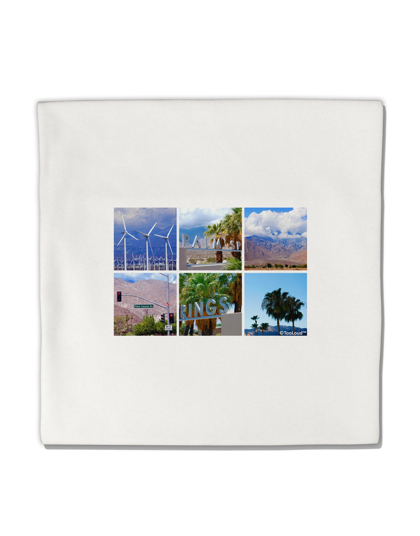 Palm Springs Square Collage Micro Fleece 14"x14" Pillow Sham-Pillow Sham-TooLoud-White-Davson Sales