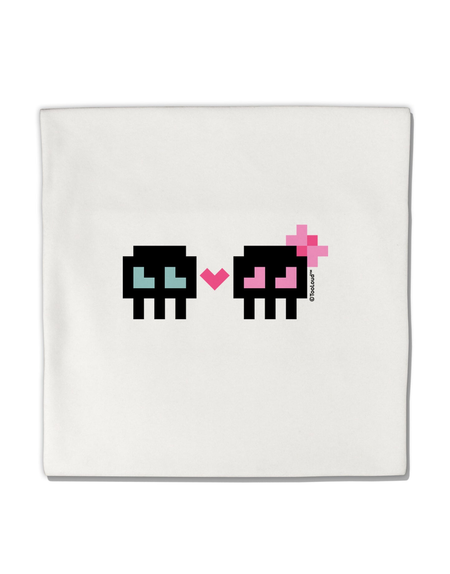 8-Bit Skull Love - Boy and Girl Micro Fleece 14&#x22;x14&#x22; Pillow Sham-Pillow Sham-TooLoud-White-Davson Sales