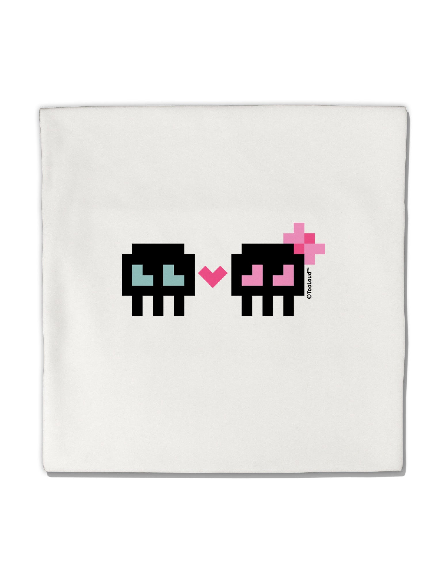 8-Bit Skull Love - Boy and Girl Micro Fleece 14&#x22;x14&#x22; Pillow Sham-Pillow Sham-TooLoud-White-Davson Sales