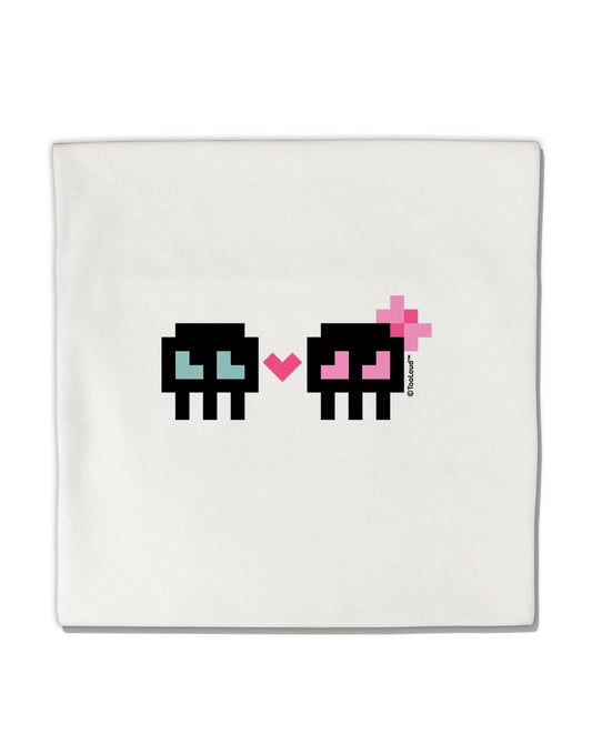 8-Bit Skull Love - Boy and Girl Micro Fleece 14&#x22;x14&#x22; Pillow Sham-Pillow Sham-TooLoud-White-Davson Sales