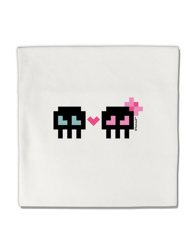 8-Bit Skull Love - Boy and Girl Micro Fleece 14&#x22;x14&#x22; Pillow Sham