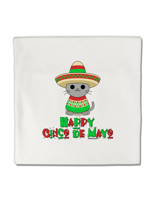 Happy Cinco de Mayo Cat Micro Fleece 14&#x22;x14&#x22; Pillow Sham by TooLoud-Pillow Sham-TooLoud-White-Davson Sales