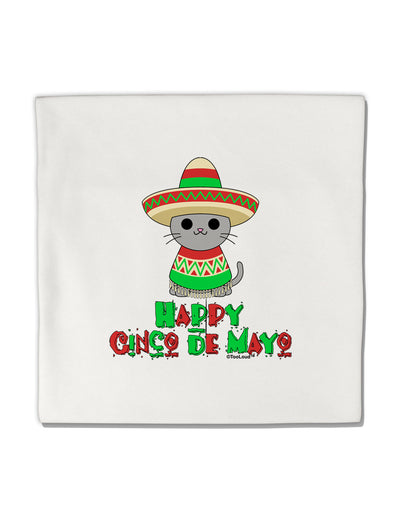 Happy Cinco de Mayo Cat Micro Fleece 14&#x22;x14&#x22; Pillow Sham by TooLoud-Pillow Sham-TooLoud-White-Davson Sales