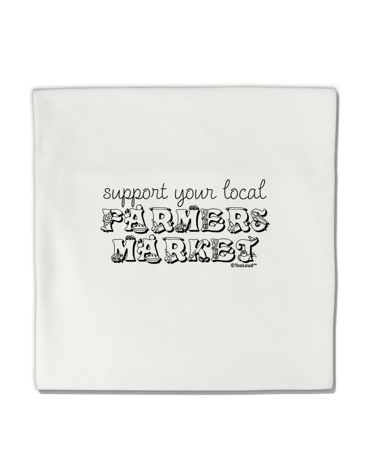 Support Your Local Farmers Market Micro Fleece 14"x14" Pillow Sham-Pillow Sham-TooLoud-White-Davson Sales