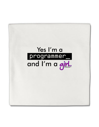TooLoud Yes I am a Programmer Girl Micro Fleece 14&#x22;x14&#x22; Pillow Sham-Pillow Sham-TooLoud-White-Davson Sales