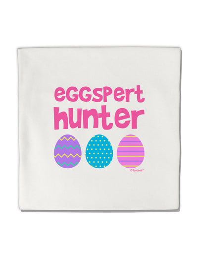 Eggspert Hunter - Easter - Pink Micro Fleece 14&#x22;x14&#x22; Pillow Sham by TooLoud-Pillow Sham-TooLoud-White-Davson Sales