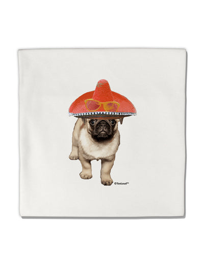 Pug Dog with Pink Sombrero Micro Fleece 14&#x22;x14&#x22; Pillow Sham by TooLoud-Pillow Sham-TooLoud-White-Davson Sales