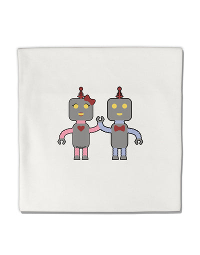 Cute Robot Love Micro Fleece 14&#x22;x14&#x22; Pillow Sham by TooLoud-Pillow Sham-TooLoud-White-Davson Sales