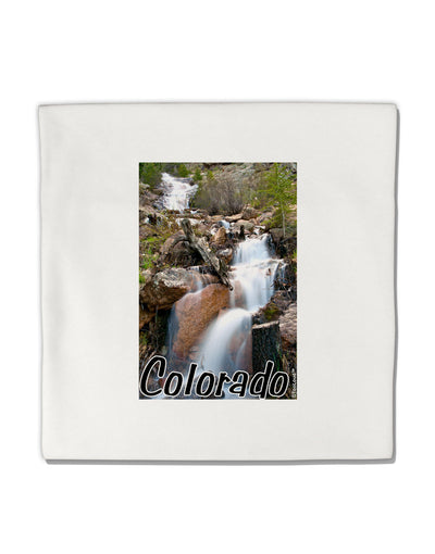 Colorado Waterfall Scene Text Micro Fleece 14&#x22;x14&#x22; Pillow Sham-Pillow Sham-TooLoud-White-Davson Sales