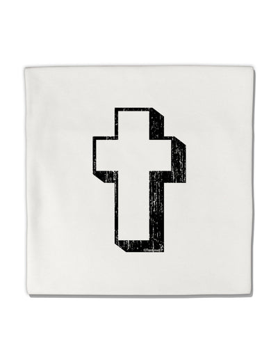 Simple Cross Design Black Distressed Micro Fleece 14&#x22;x14&#x22; Pillow Sham by TooLoud-Pillow Sham-TooLoud-White-Davson Sales