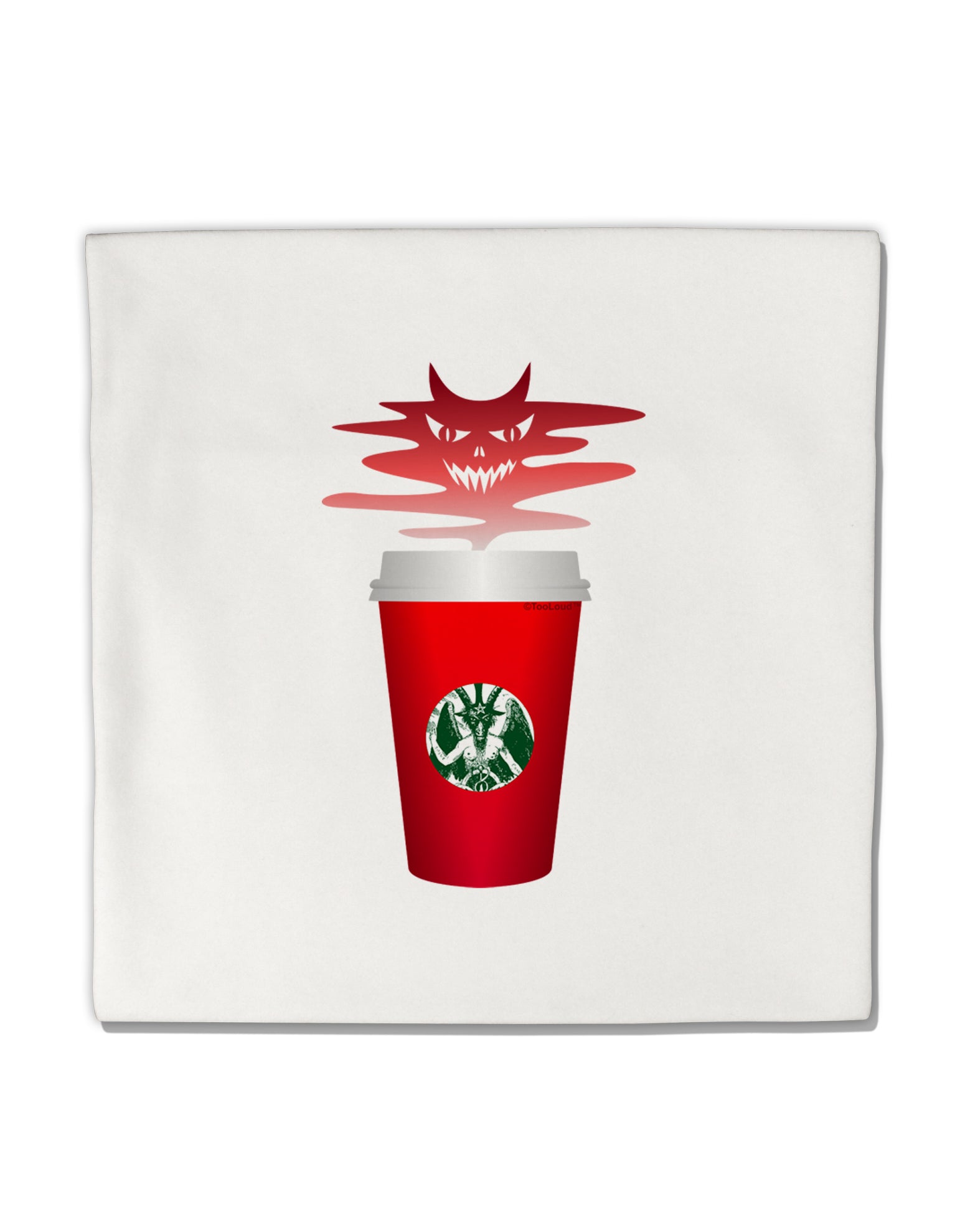 Red Cup Satan Coffee Micro Fleece 14&#x22;x14&#x22; Pillow Sham by TooLoud-TooLoud-White-Davson Sales