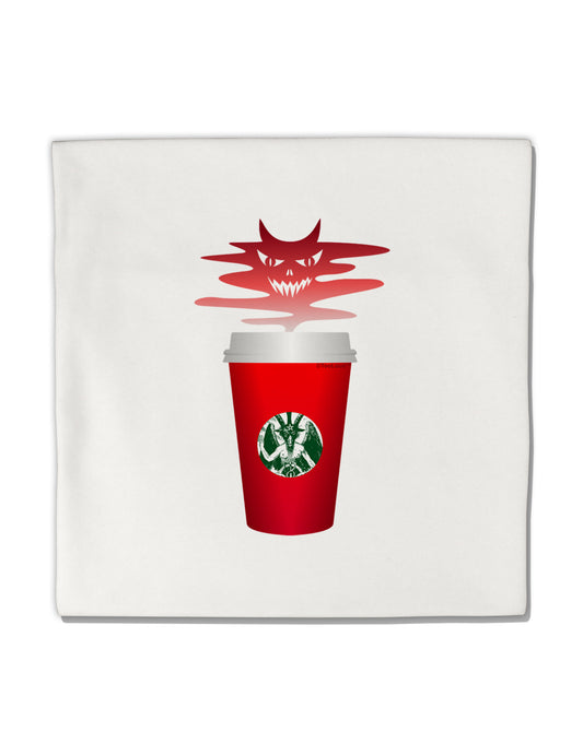 Red Cup Satan Coffee Micro Fleece 14&#x22;x14&#x22; Pillow Sham by TooLoud-TooLoud-White-Davson Sales