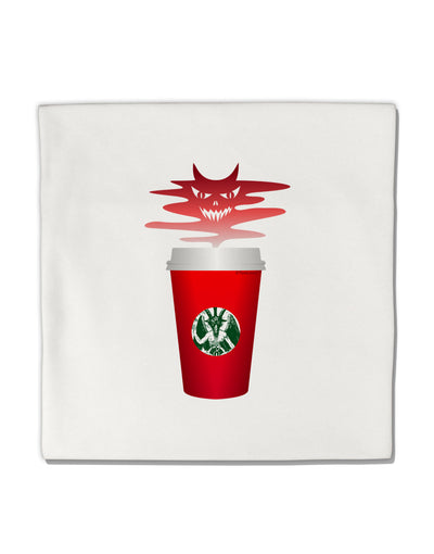 Red Cup Satan Coffee Micro Fleece 14&#x22;x14&#x22; Pillow Sham by TooLoud-TooLoud-White-Davson Sales