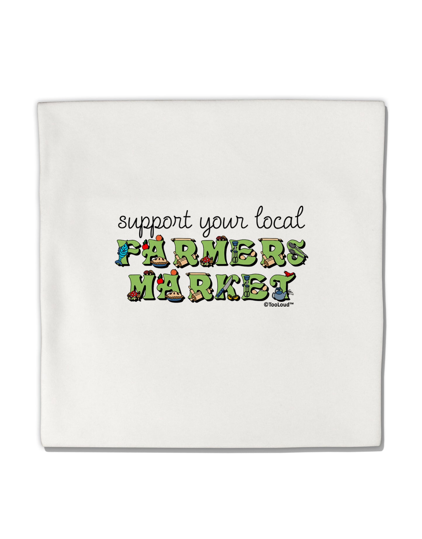Support Your Local Farmers Market - Color Micro Fleece 14"x14" Pillow Sham-Pillow Sham-TooLoud-White-Davson Sales
