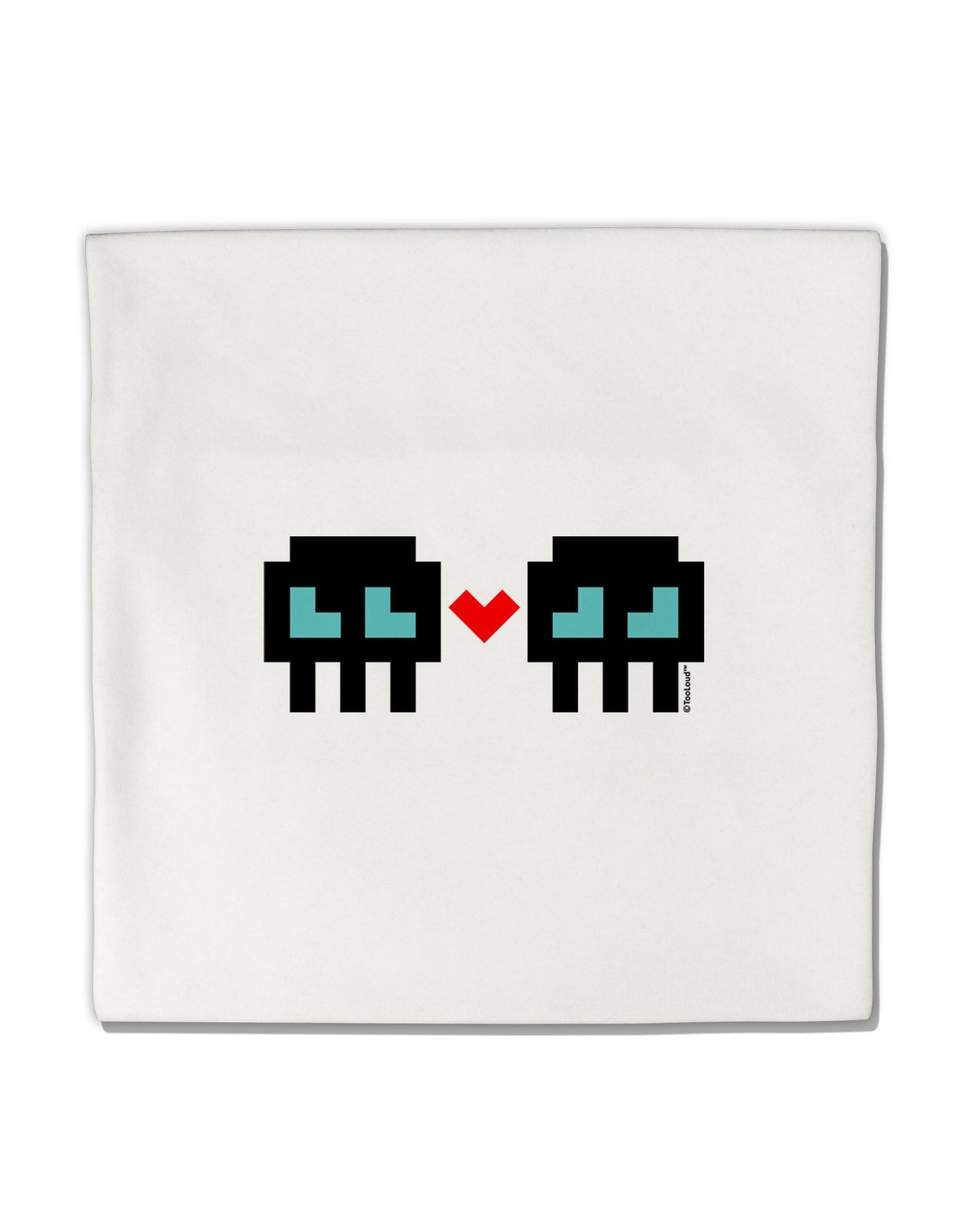 8-Bit Skull Love - Boy and Boy Micro Fleece 14&#x22;x14&#x22; Pillow Sham-Pillow Sham-TooLoud-White-Davson Sales