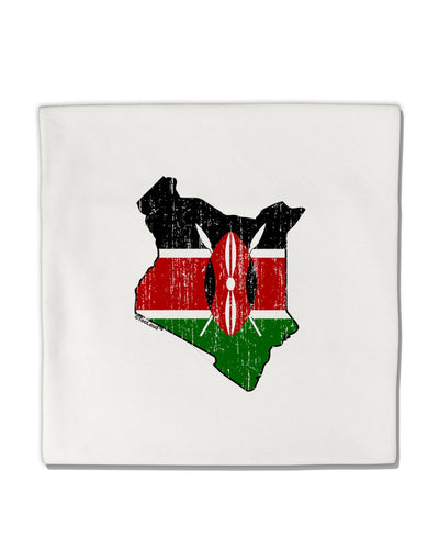 Kenya Flag Silhouette Distressed Micro Fleece 14&#x22;x14&#x22; Pillow Sham-Pillow Sham-TooLoud-White-Davson Sales