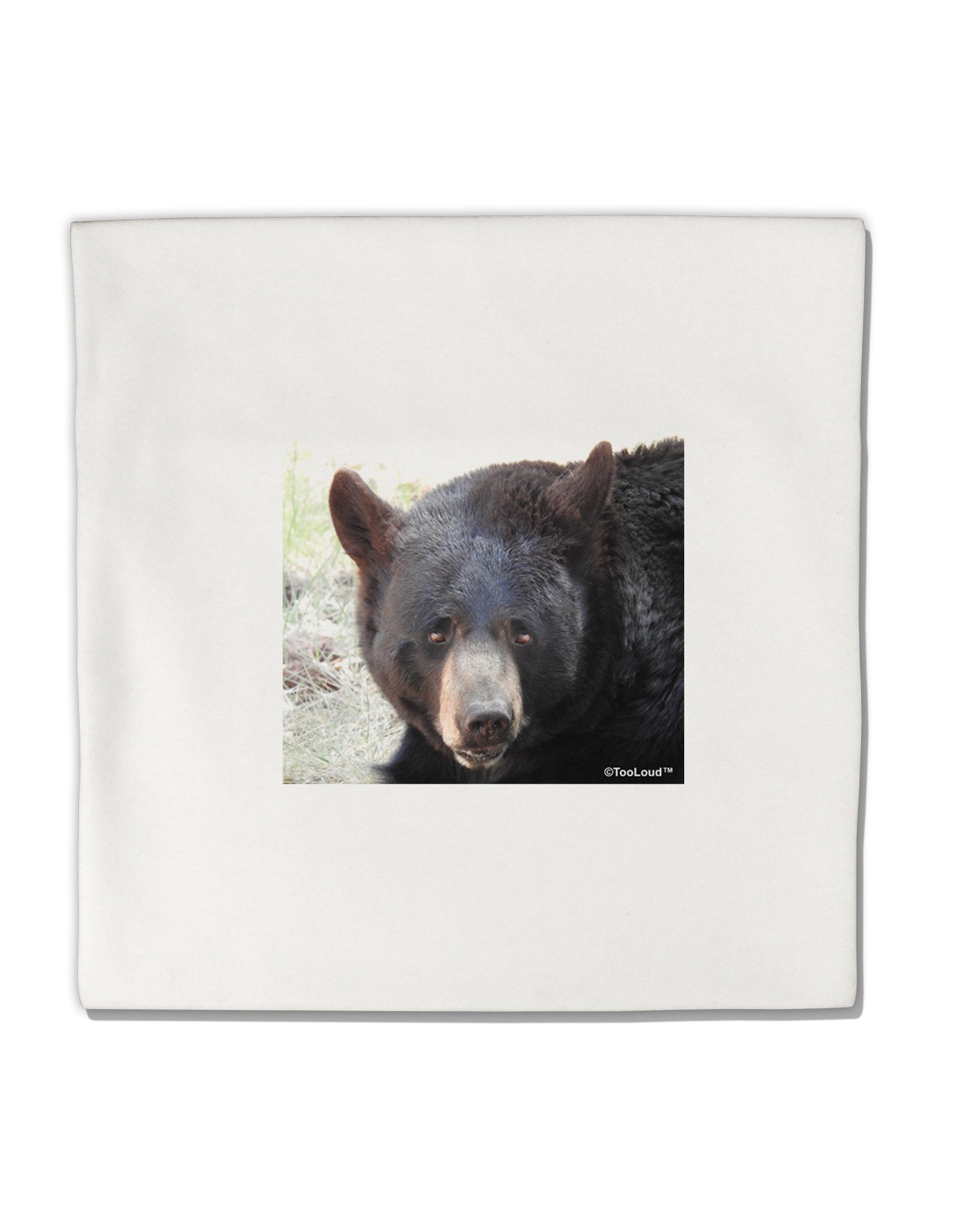 Staring Black Bear Micro Fleece 14"x14" Pillow Sham-Pillow Sham-TooLoud-White-Davson Sales
