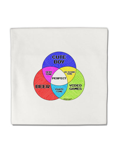 Beer Boy and Games Diagram Micro Fleece 14&#x22;x14&#x22; Pillow Sham-Pillow Sham-TooLoud-White-Davson Sales