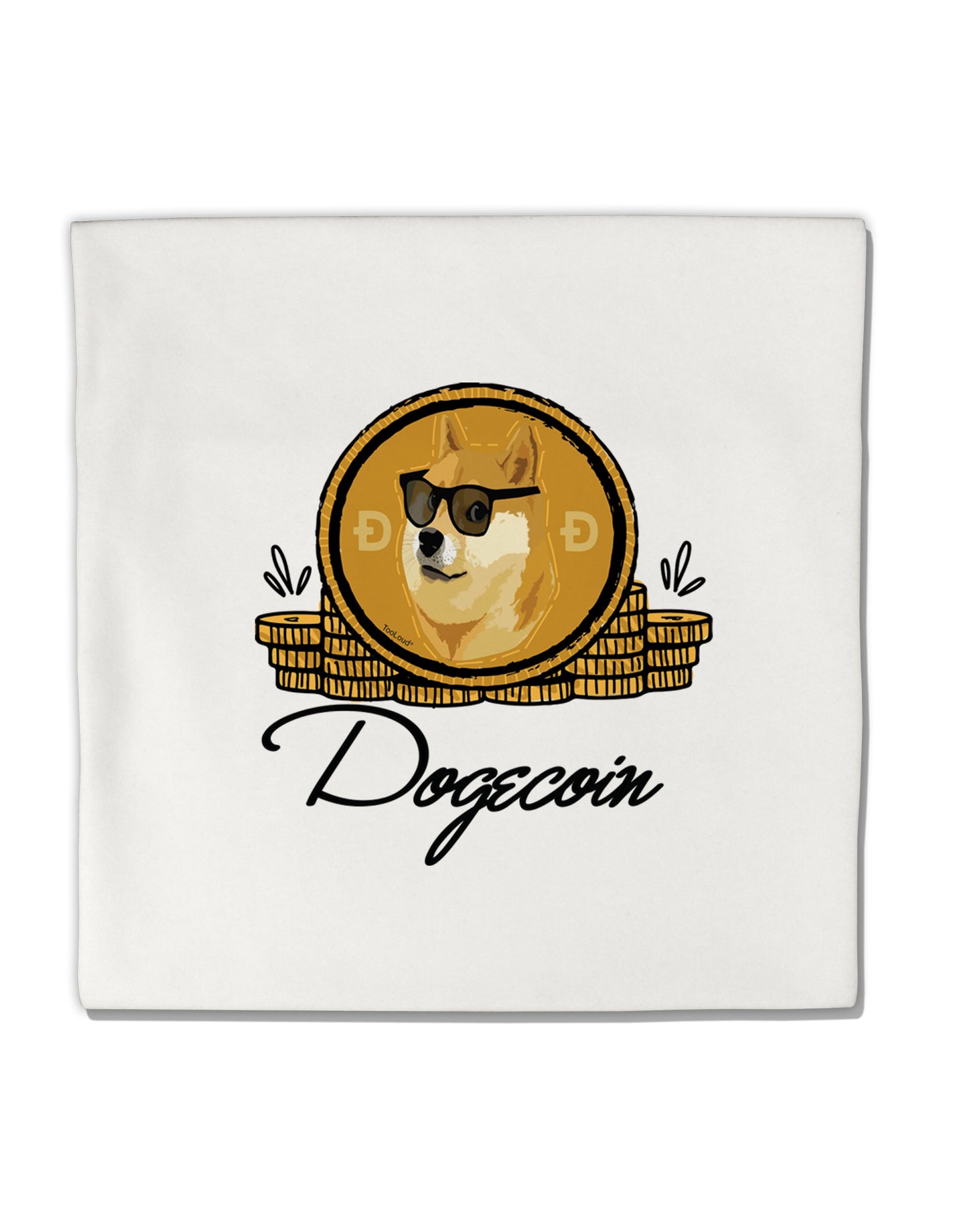 TooLoud Doge Coins Micro Fleece 14 Inch x 14 Inch Pillow Sham-ThrowPillowCovers-TooLoud-Davson Sales