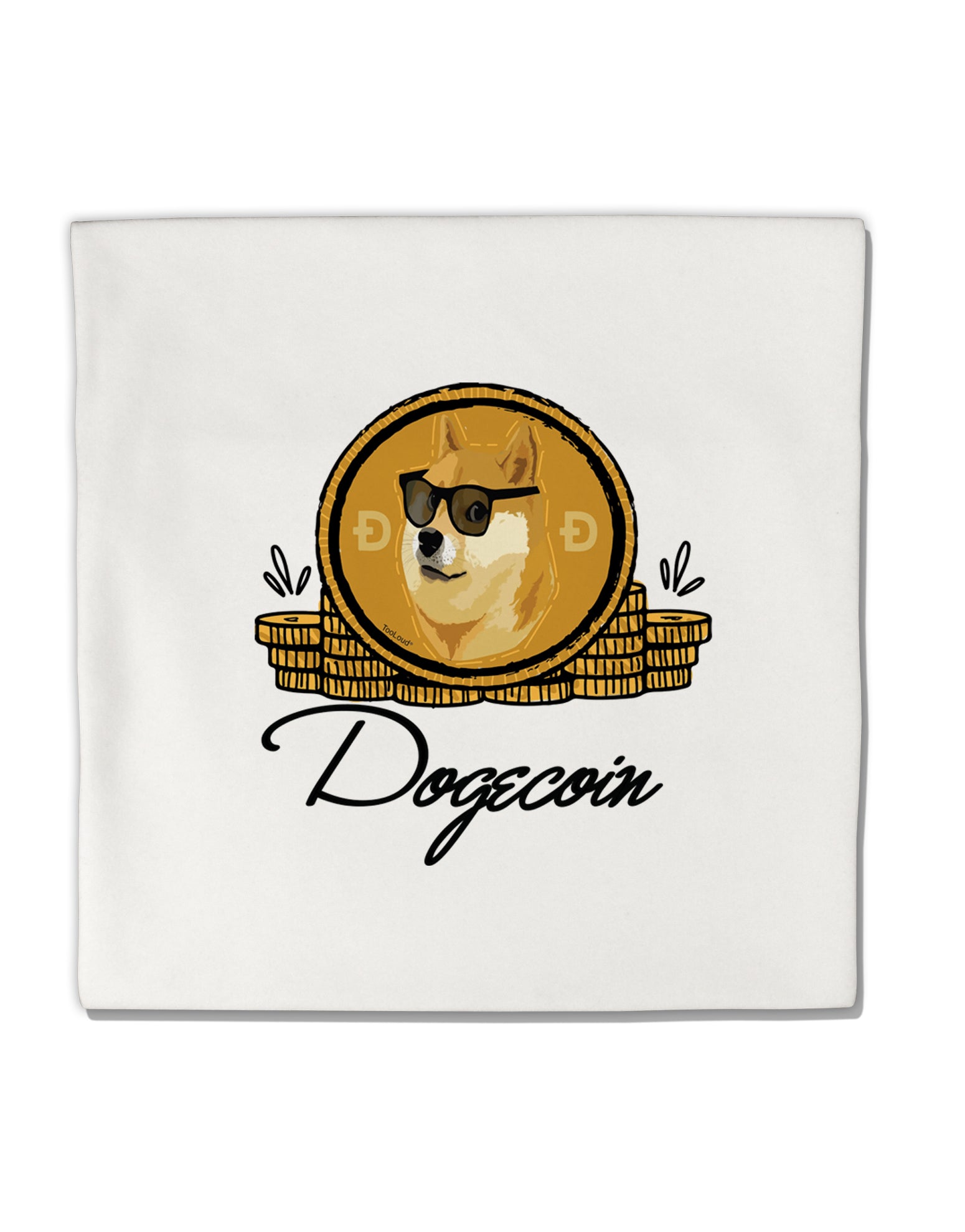 TooLoud Doge Coins Micro Fleece 14 Inch x 14 Inch Pillow Sham-ThrowPillowCovers-TooLoud-Davson Sales