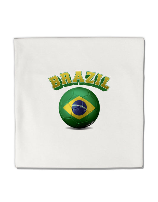 Soccer Ball Flag - Brazil Micro Fleece 14"x14" Pillow Sham-Pillow Sham-TooLoud-White-Davson Sales