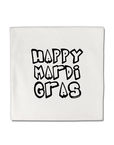 Happy Mardi Gras Text 2 BnW Micro Fleece 14&#x22;x14&#x22; Pillow Sham-Pillow Sham-TooLoud-White-Davson Sales