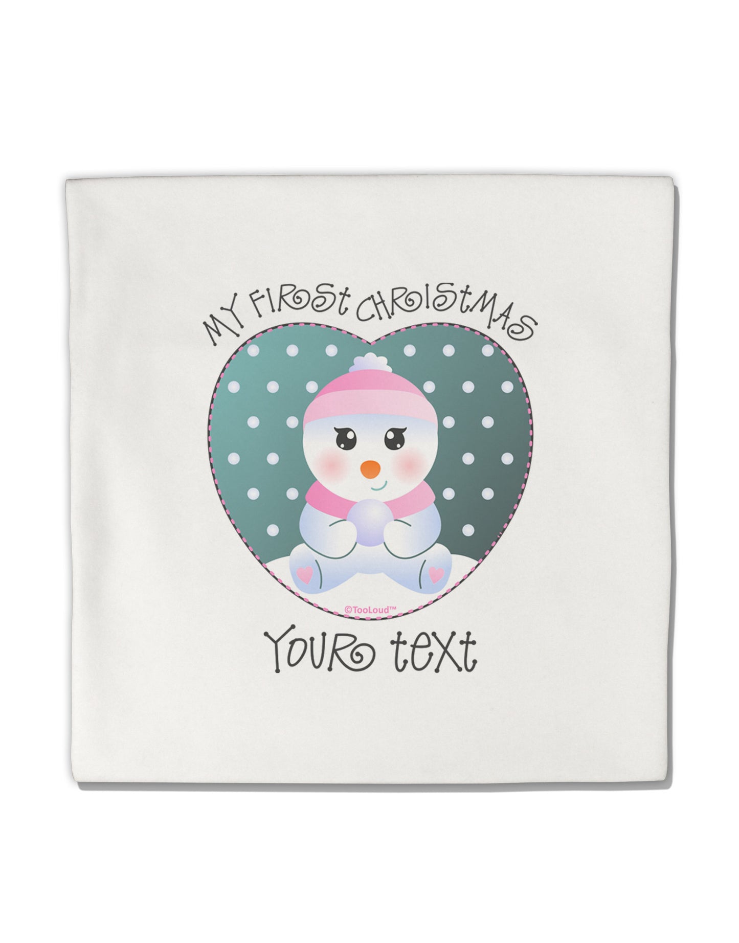 Personalized My First Christmas Snowbaby Girl Micro Fleece 14"x14" Pillow Sham-Pillow Sham-TooLoud-White-Davson Sales