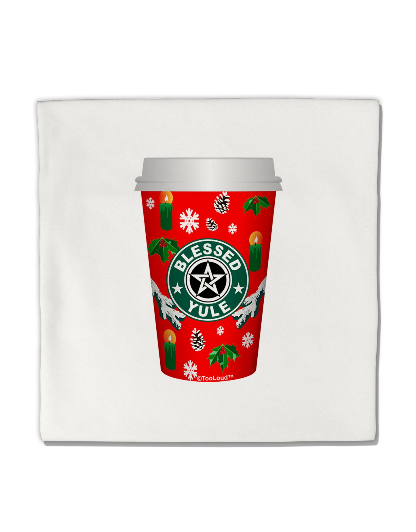 Blessed Yule Red Coffee Cup Micro Fleece 14&#x22;x14&#x22; Pillow Sham by TooLoud-TooLoud-White-Davson Sales