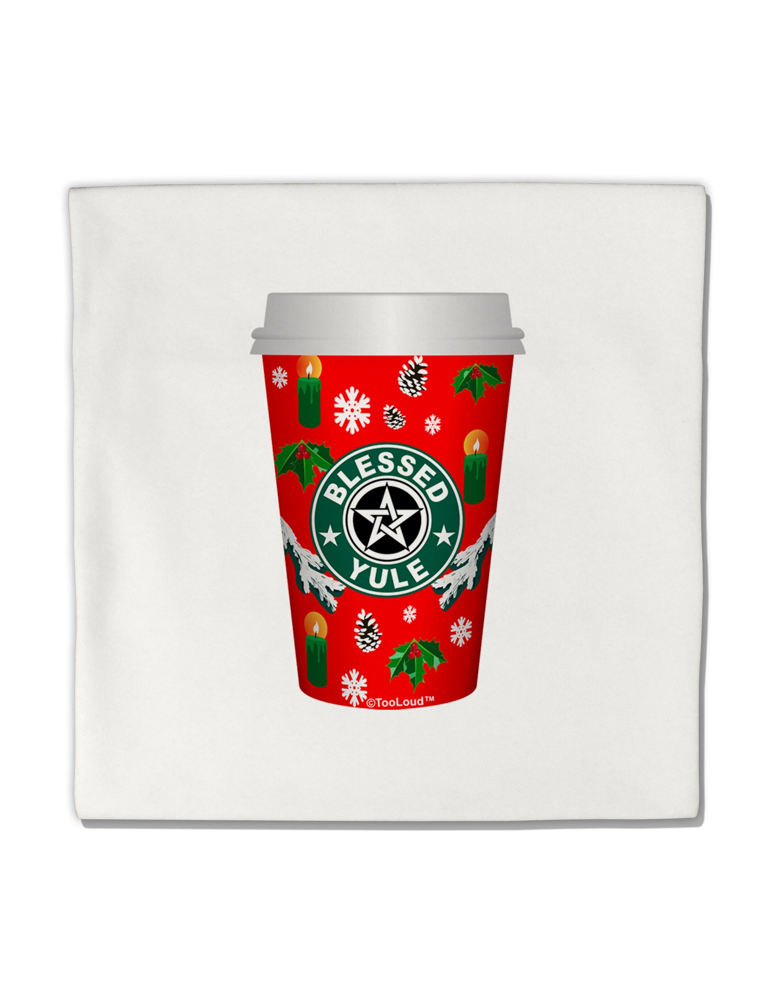 Blessed Yule Red Coffee Cup Micro Fleece 14&#x22;x14&#x22; Pillow Sham by TooLoud-TooLoud-White-Davson Sales