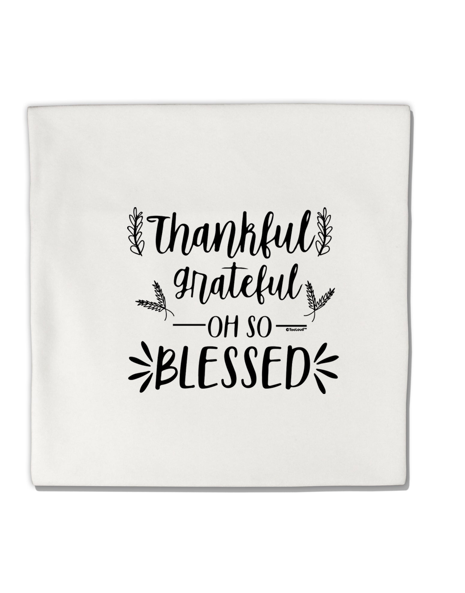 TooLoud Thankful grateful oh so blessed Micro Fleece 14 Inch x 14 Inch Pillow Sham-ThrowPillowCovers-TooLoud-Davson Sales