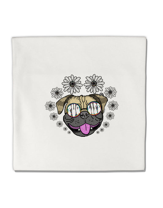 TooLoud Pug Life Hippy Micro Fleece 14 Inch x 14 Inch Pillow Sham-ThrowPillowCovers-TooLoud-Davson Sales