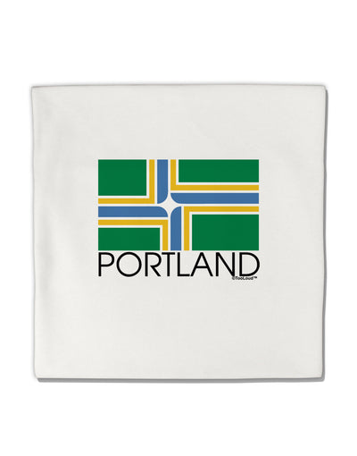 Portland Oregon Flag Text Micro Fleece 14&#x22;x14&#x22; Pillow Sham-Pillow Sham-TooLoud-White-Davson Sales