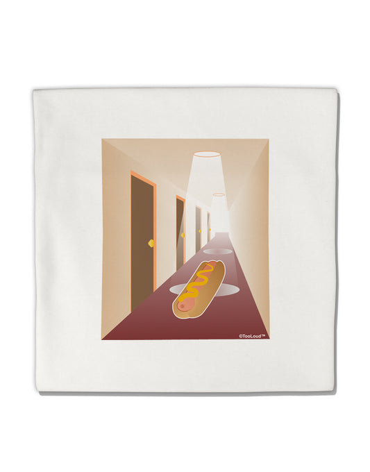 Hotdog in a Hallway Micro Fleece 14&#x22;x14&#x22; Pillow Sham by TooLoud-Pillow Sham-TooLoud-White-Davson Sales