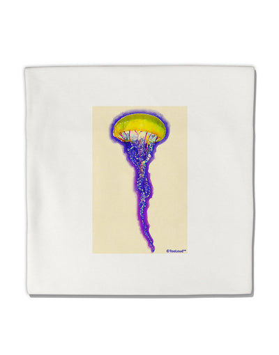 Jellyfish Outlined in Purple Watercolor Micro Fleece 14&#x22;x14&#x22; Pillow Sham-Pillow Sham-TooLoud-White-Davson Sales