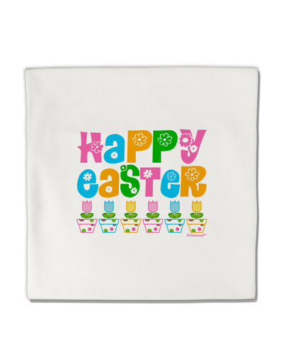 Happy Easter - Tulips Micro Fleece 14&#x22;x14&#x22; Pillow Sham by TooLoud-Pillow Sham-TooLoud-White-Davson Sales